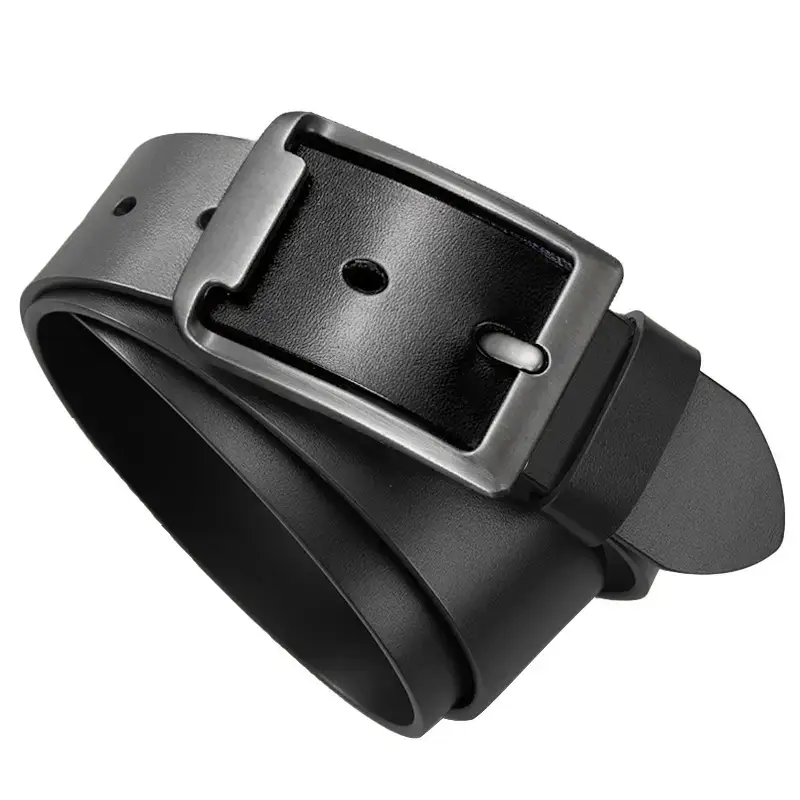 Men's Black Cowhide Belt with Pin Buckle - Image 6