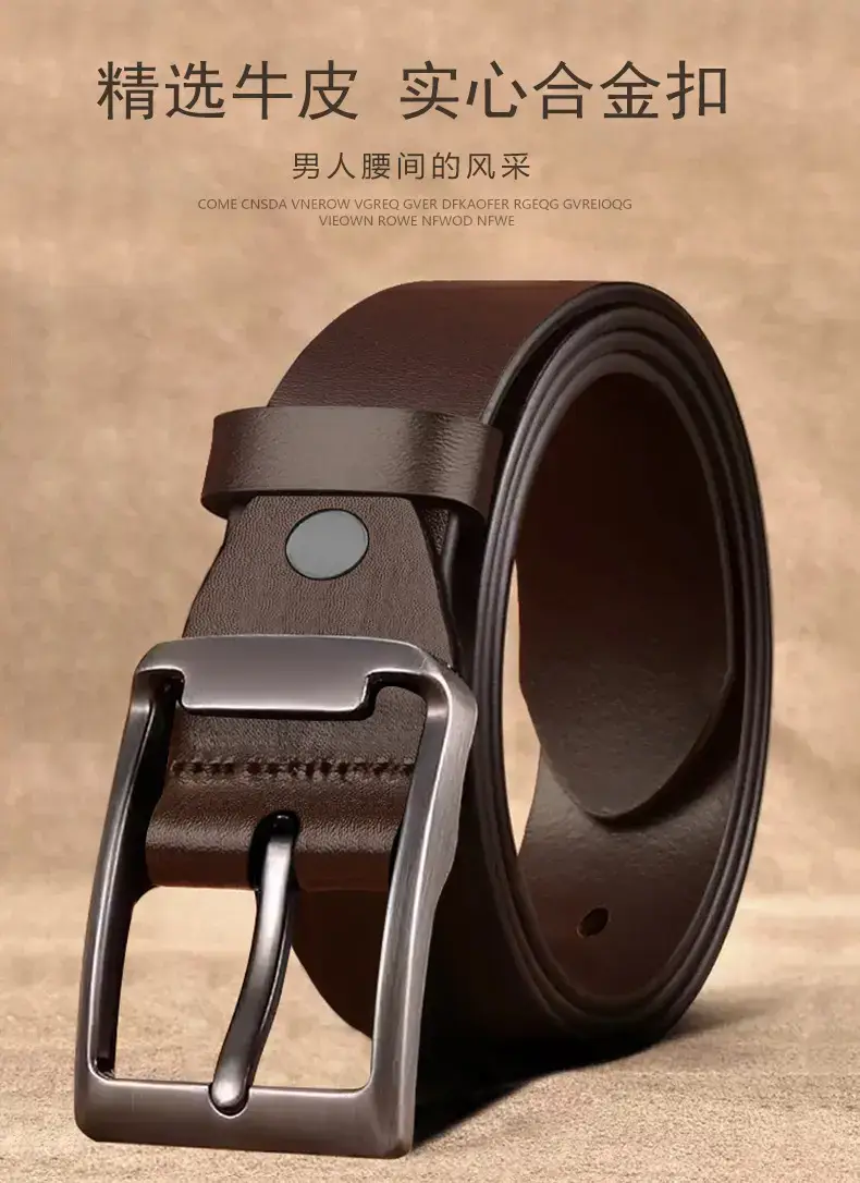 Men's Black Cowhide Belt with Pin Buckle — feature 1