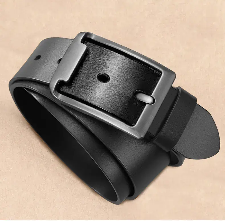 Men's Black Cowhide Belt with Pin Buckle — feature 15