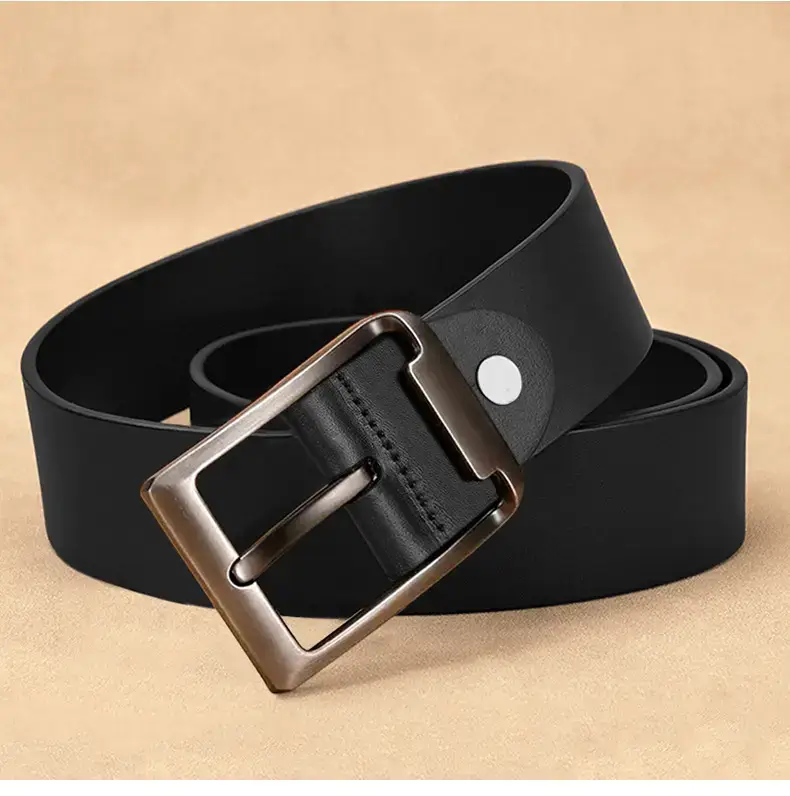 Men's Black Cowhide Belt with Pin Buckle — feature 16