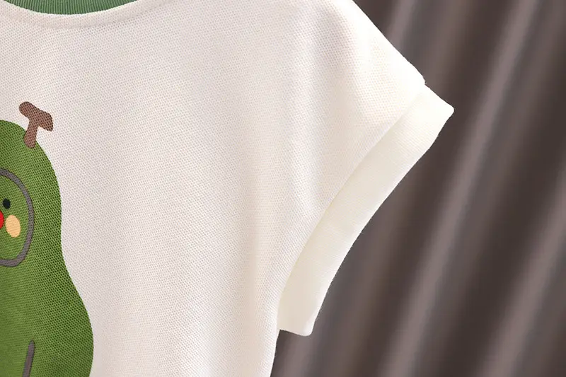 Children's Sleeveless T-Shirt & Shorts Set Green White Cotton Summer — feature 6