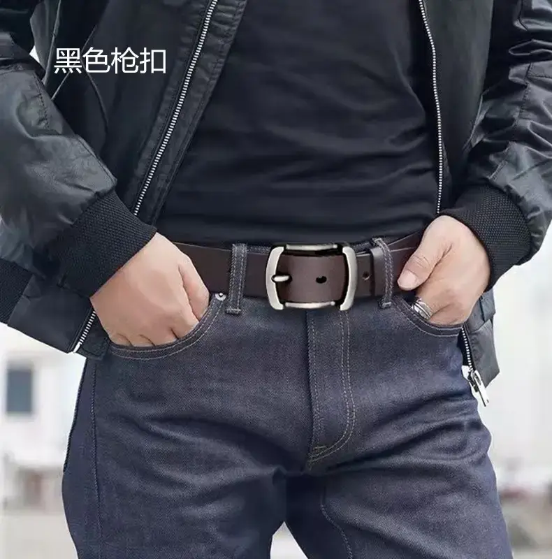 Men's Vintage Vintage Buckle Cowhide Belt — feature 4