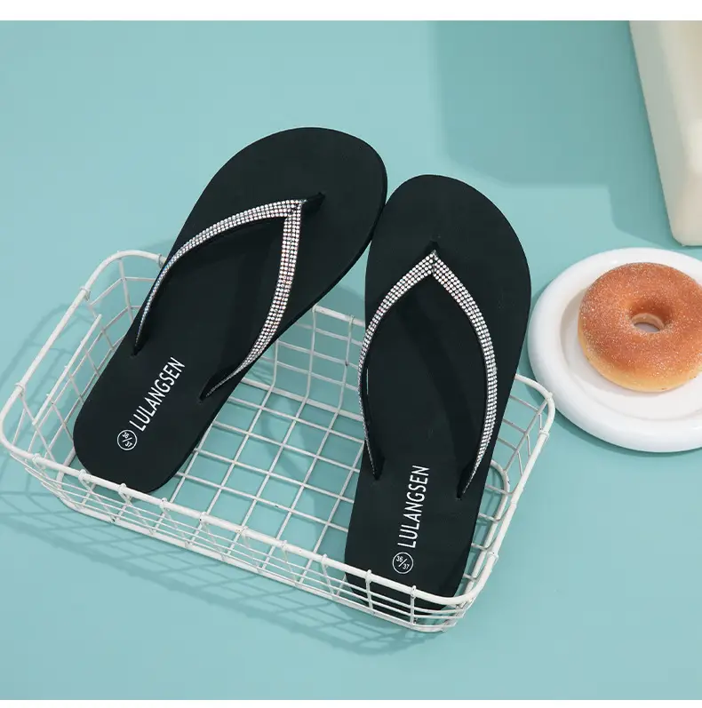 Summer New Cross-Border Internet Celebrity Colored Diamond Women's Fashionable Thick-Soled Flip-Flops for Women's Beach Outer Wear in Stock — feature 16