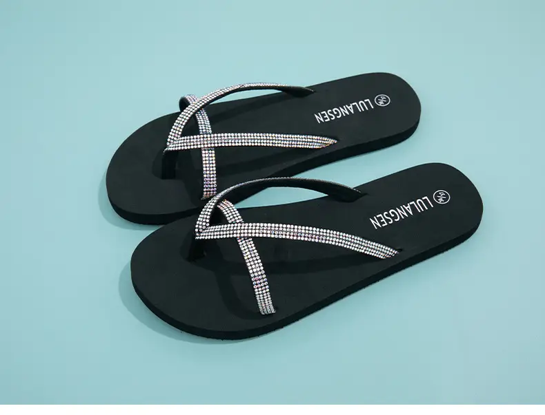 Summer New Cross-Border Internet Celebrity Colored Diamond Women's Fashionable Thick-Soled Flip-Flops for Women's Beach Outer Wear in Stock — feature 18