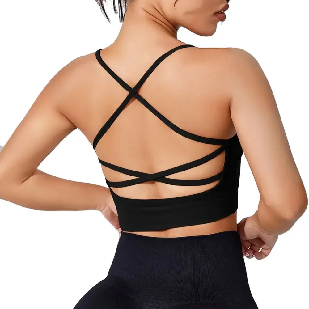 Black Seamless High Elasticity Yoga Bra for Women - Image 6