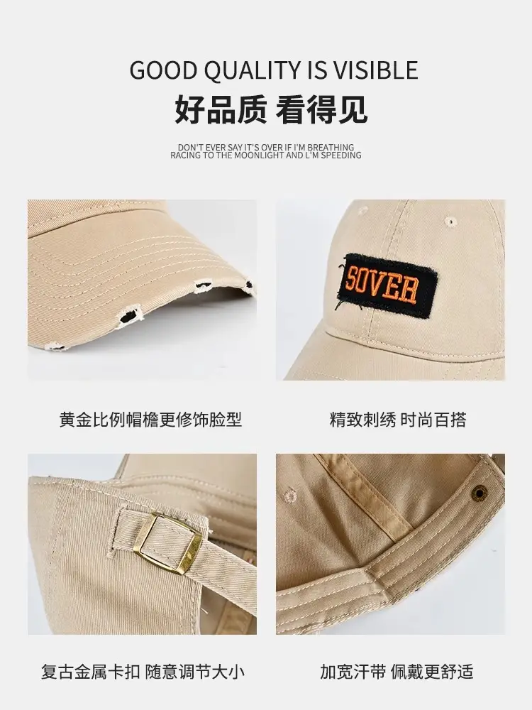 Men Letter Embroidered Baseball Cap Brown Spring Summer — feature 4
