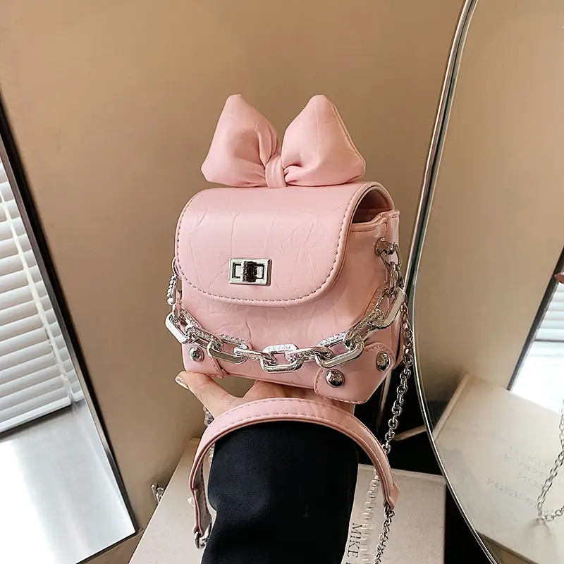 Black Bow Chain Mini Shoulder Bag for Women - Image 11