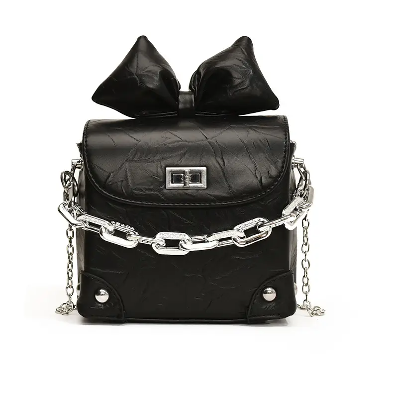 Black Bow Chain Mini Shoulder Bag for Women - Image 13