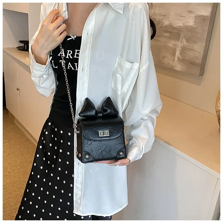 Black Bow Chain Mini Shoulder Bag for Women — feature 13