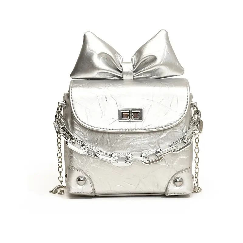 Black Bow Chain Mini Shoulder Bag for Women - Image 2