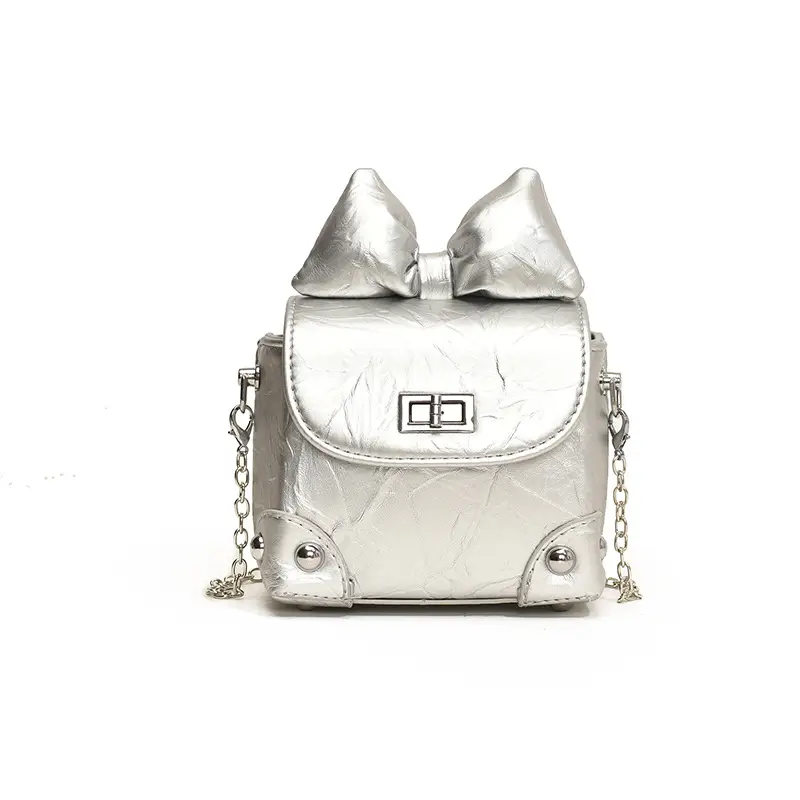 Black Bow Chain Mini Shoulder Bag for Women - Image 6