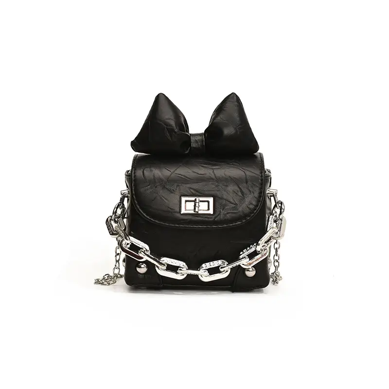 Black Bow Chain Mini Shoulder Bag for Women - Image 7