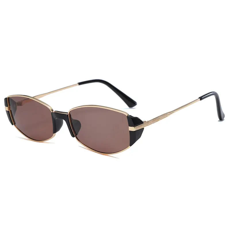 Women's Metal Cat's Eye Sunglasses UV Resistant Gold Black - Image 5