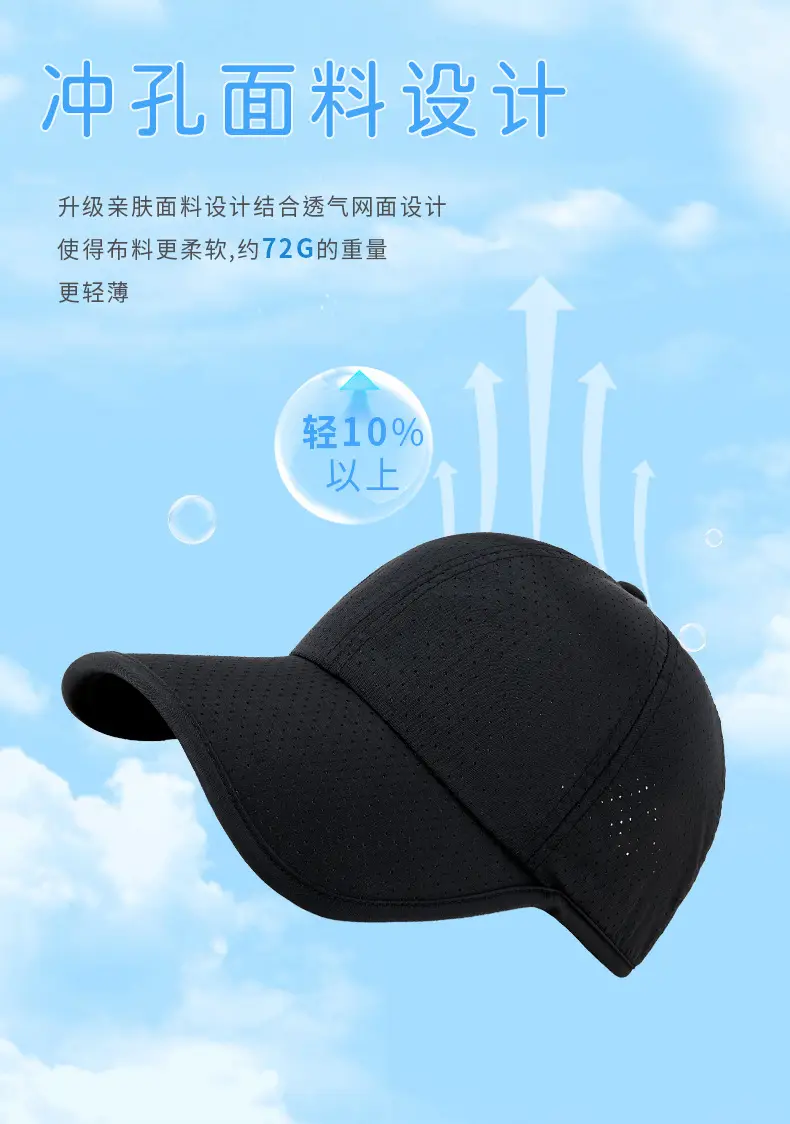 New Summer Anti-Choking Punched Soft Top Men's Baseball Cap — feature 9