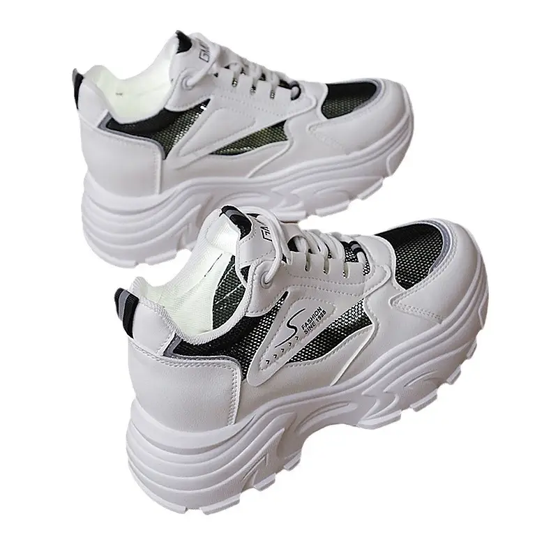 Small Height-Increasing White Shoes for Women Thick-Soled Versatile 2025 Spring & Fall New Style Breathable Casual Sports Shoes for Daddy Women - Image 7