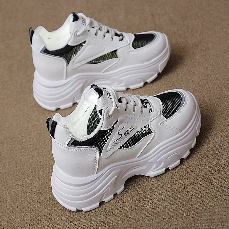 Small Height-Increasing White Shoes for Women Thick-Soled Versatile 2025 Spring & Fall New Style Breathable Casual Sports Shoes for Daddy Women - Image 2