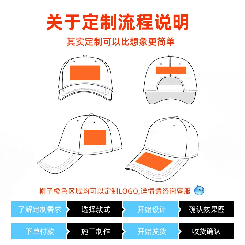 Blue Baseball Cap with Orange Trim for Men