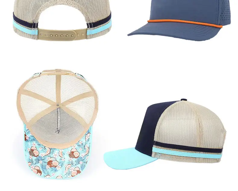 Blue Baseball Cap with Orange Trim for Men — feature 10