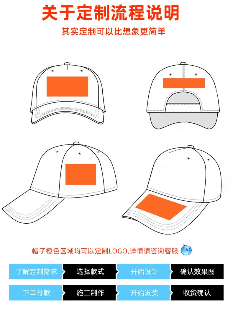Blue Baseball Cap with Orange Trim for Men — feature 4