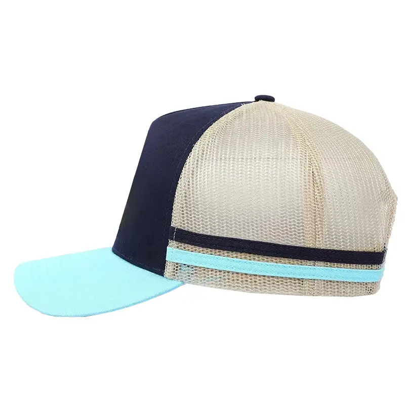 Blue Baseball Cap with Orange Trim for Men