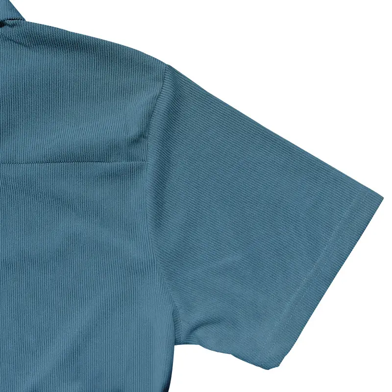 Men's Grey Zipper Polo T-Shirt Short Sleeve Summer — feature 14