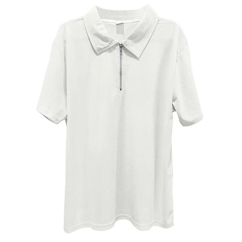 Men's Grey Zipper Polo T-Shirt Short Sleeve Summer — feature 16