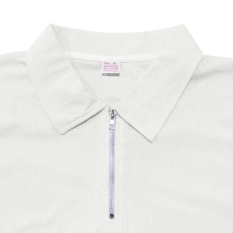 Men's Grey Zipper Polo T-Shirt Short Sleeve Summer — feature 18