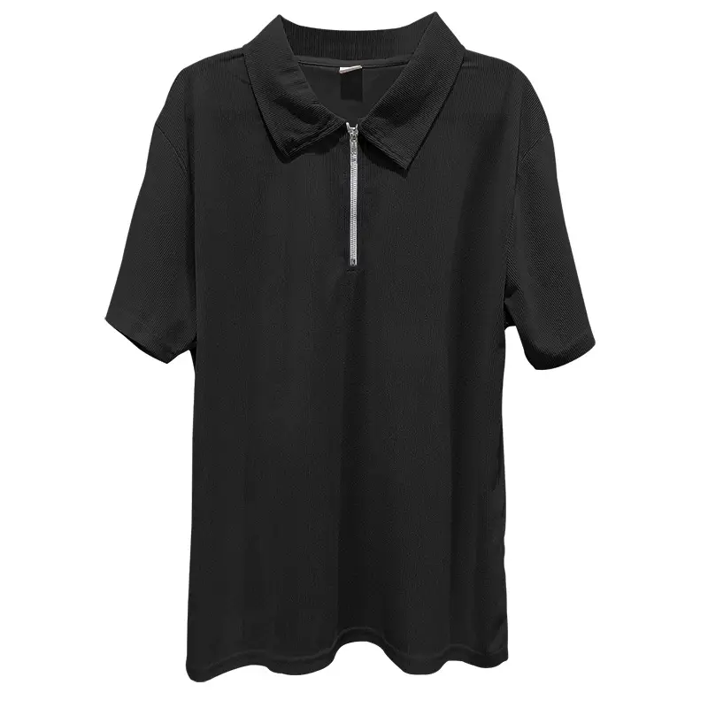 Men's Grey Zipper Polo T-Shirt Short Sleeve Summer — feature 21