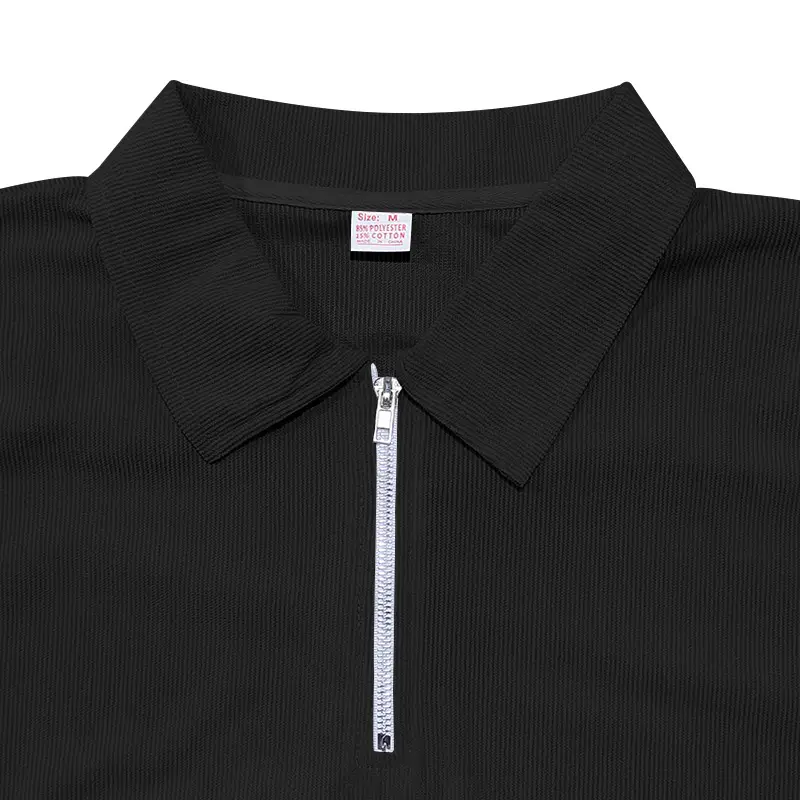 Men's Grey Zipper Polo T-Shirt Short Sleeve Summer — feature 23