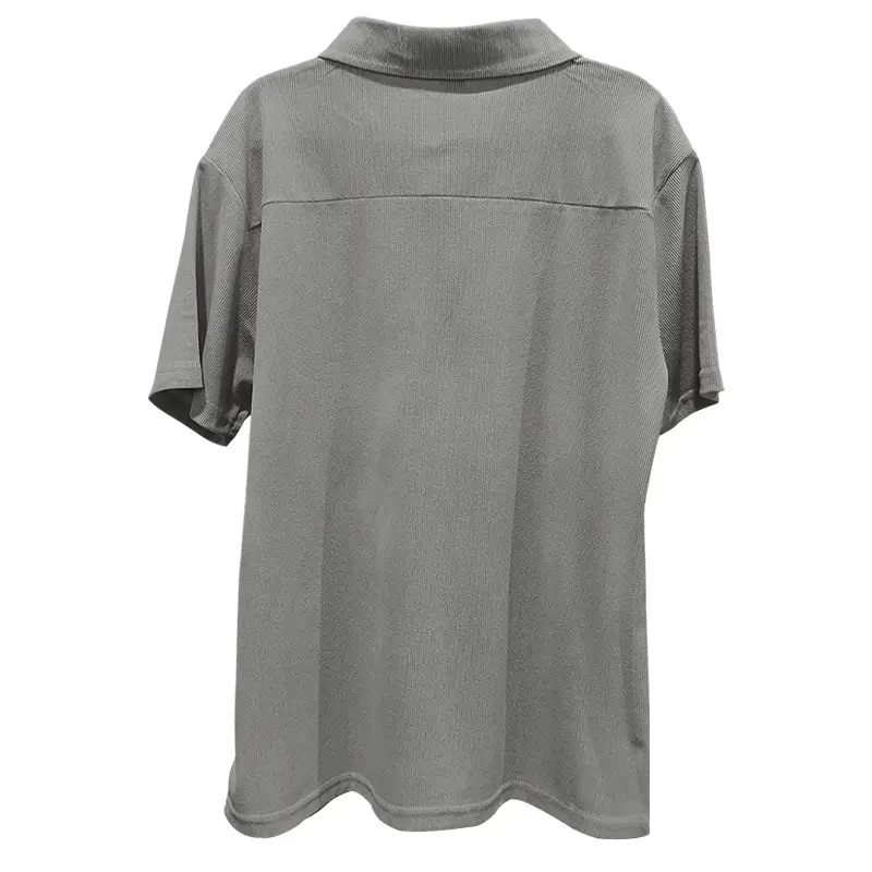Men's Grey Zipper Polo T-Shirt Short Sleeve Summer — feature 26