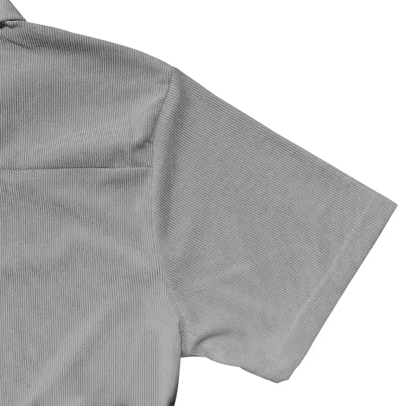 Men's Grey Zipper Polo T-Shirt Short Sleeve Summer — feature 28