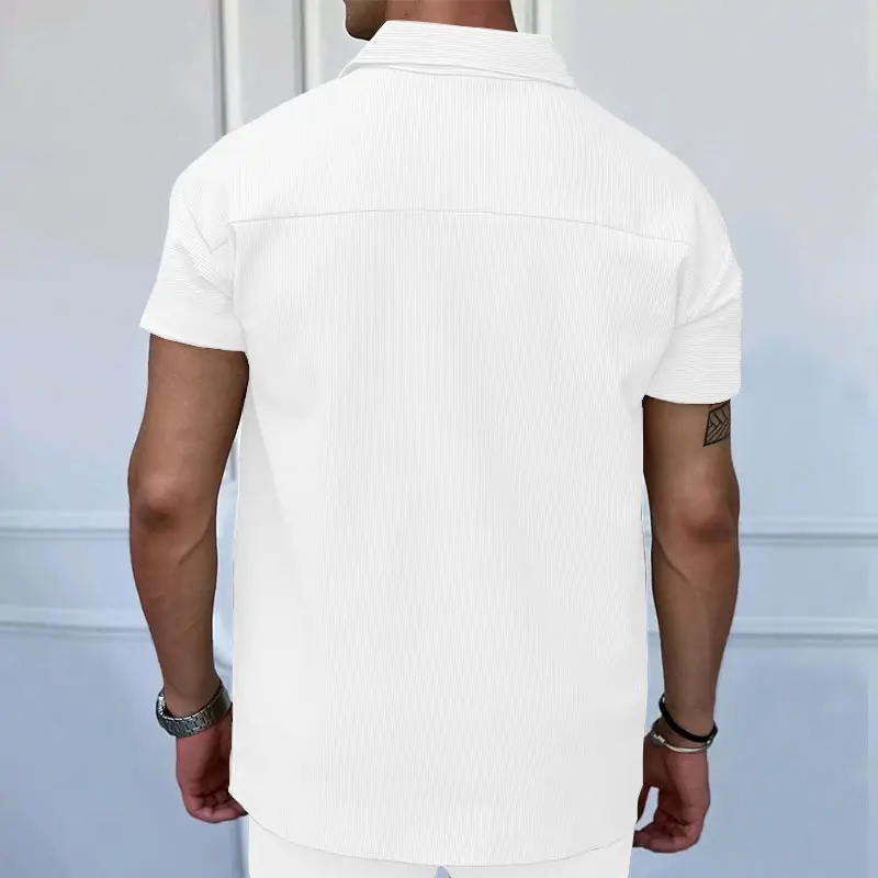 Men's Grey Zipper Polo T-Shirt Short Sleeve Summer — feature 4