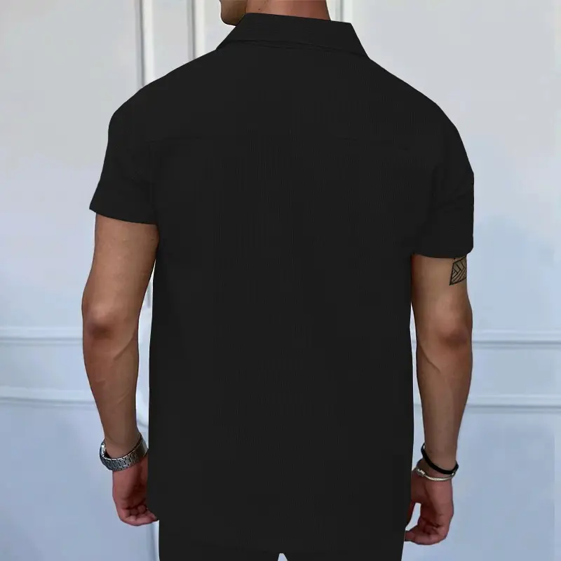 Men's Grey Zipper Polo T-Shirt Short Sleeve Summer — feature 6