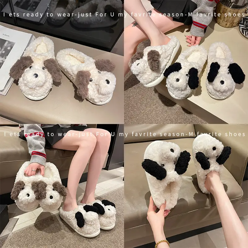Winter Puppy Cotton Slippers, Home Shoes, Student Fashion Home Wholesale, Can Be Worn Outside, Couple Style, Plus Velvet, Home Leisure