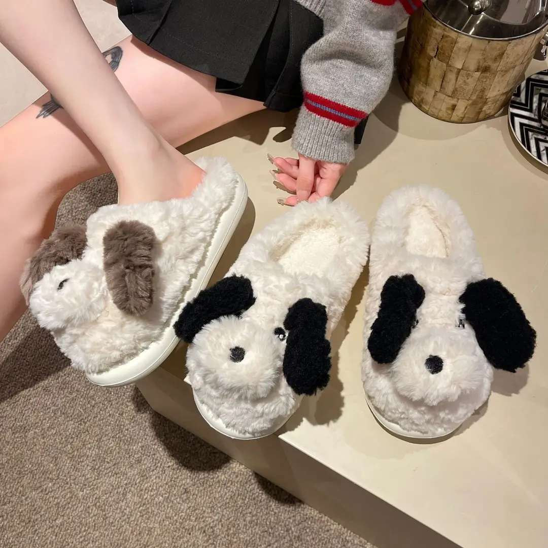 Winter Puppy Cotton Slippers, Home Shoes, Student Fashion Home Wholesale, Can Be Worn Outside, Couple Style, Plus Velvet, Home Leisure — feature 12
