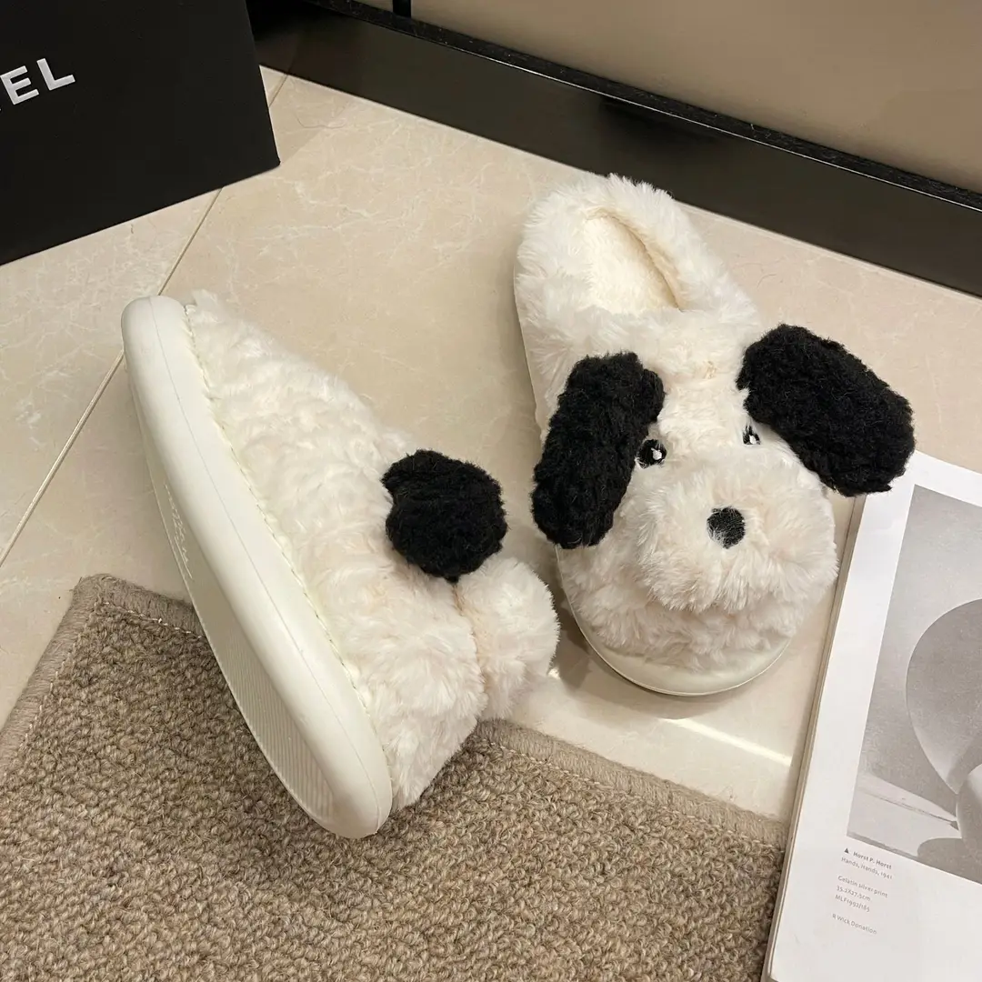 Winter Puppy Cotton Slippers, Home Shoes, Student Fashion Home Wholesale, Can Be Worn Outside, Couple Style, Plus Velvet, Home Leisure — feature 17