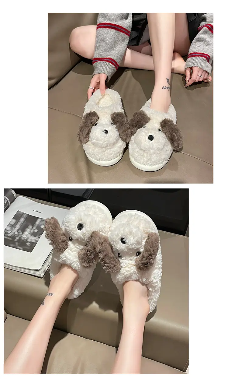 Winter Puppy Cotton Slippers, Home Shoes, Student Fashion Home Wholesale, Can Be Worn Outside, Couple Style, Plus Velvet, Home Leisure — feature 30