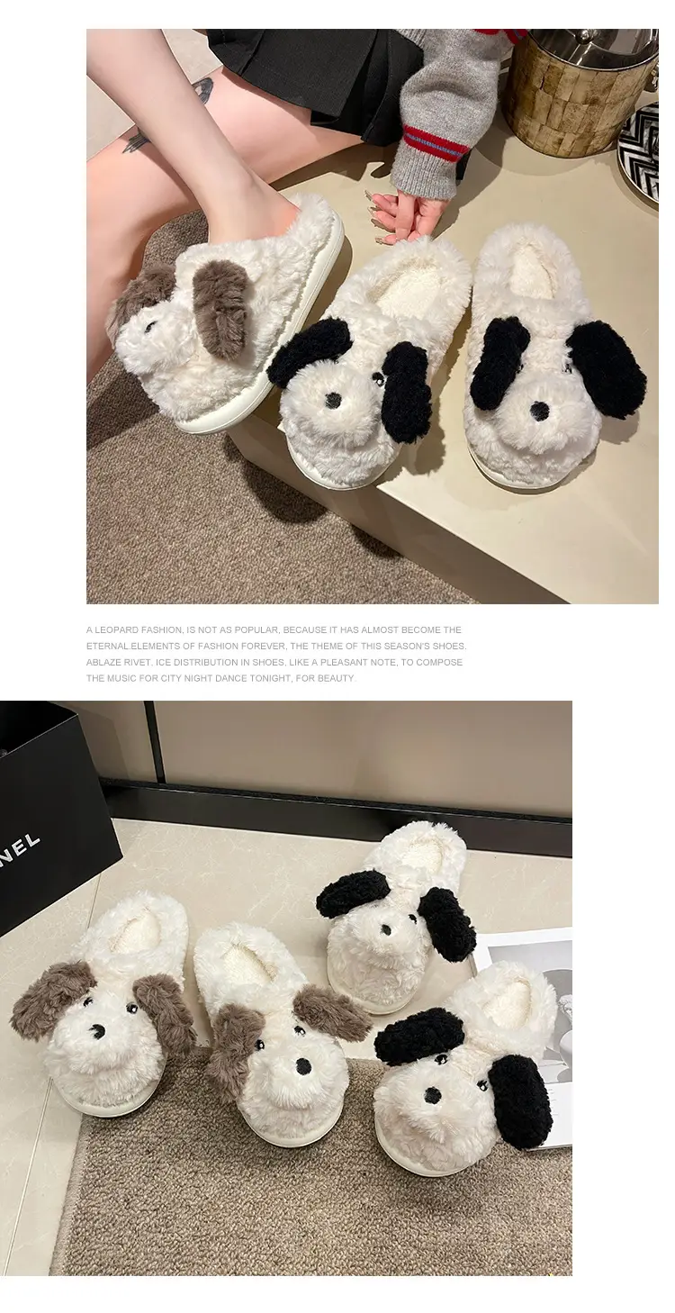 Winter Puppy Cotton Slippers, Home Shoes, Student Fashion Home Wholesale, Can Be Worn Outside, Couple Style, Plus Velvet, Home Leisure — feature 31