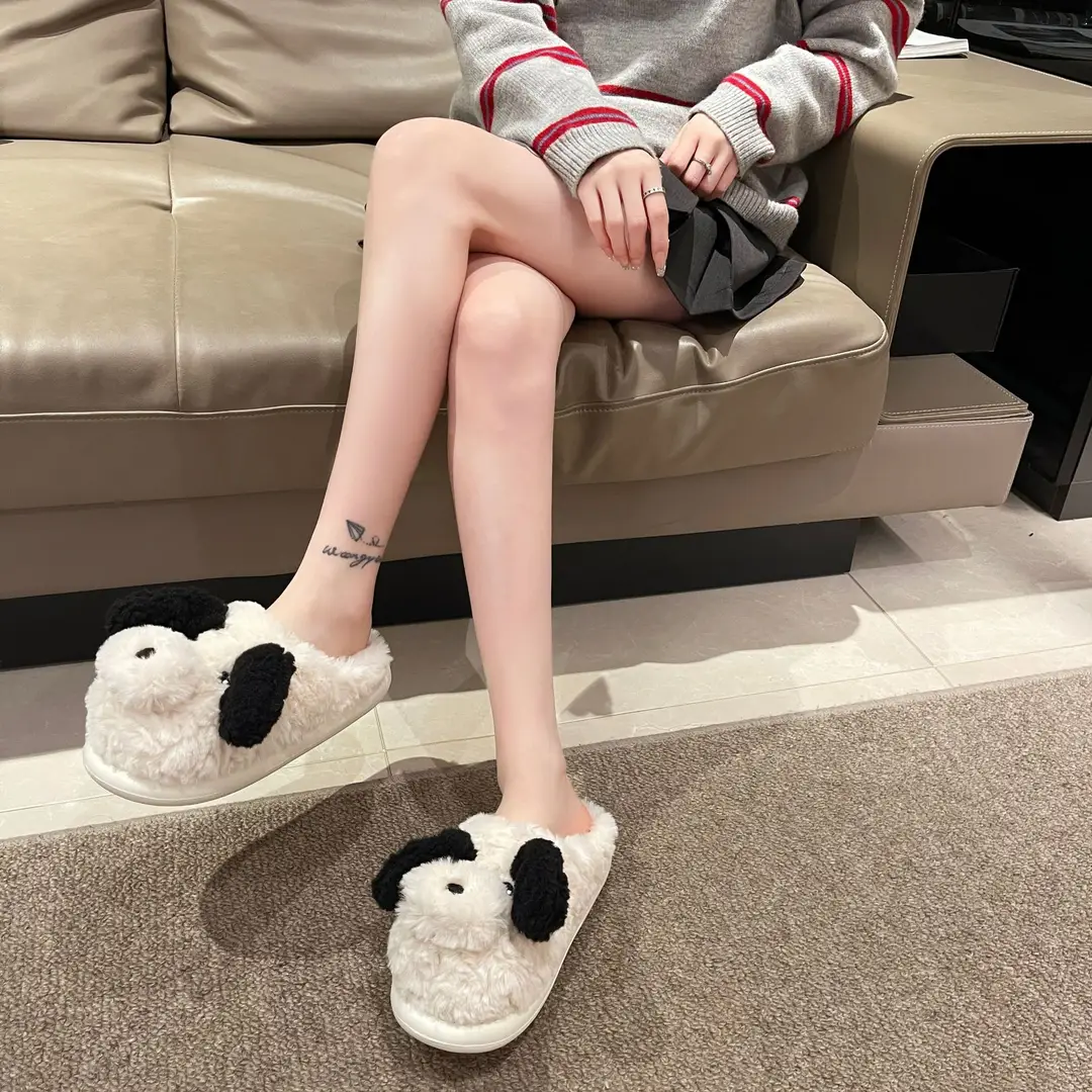 Winter Puppy Cotton Slippers, Home Shoes, Student Fashion Home Wholesale, Can Be Worn Outside, Couple Style, Plus Velvet, Home Leisure — feature 4
