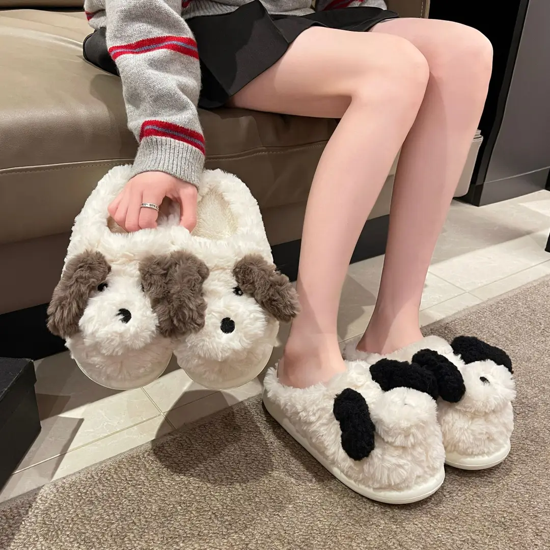Winter Puppy Cotton Slippers, Home Shoes, Student Fashion Home Wholesale, Can Be Worn Outside, Couple Style, Plus Velvet, Home Leisure — feature 5