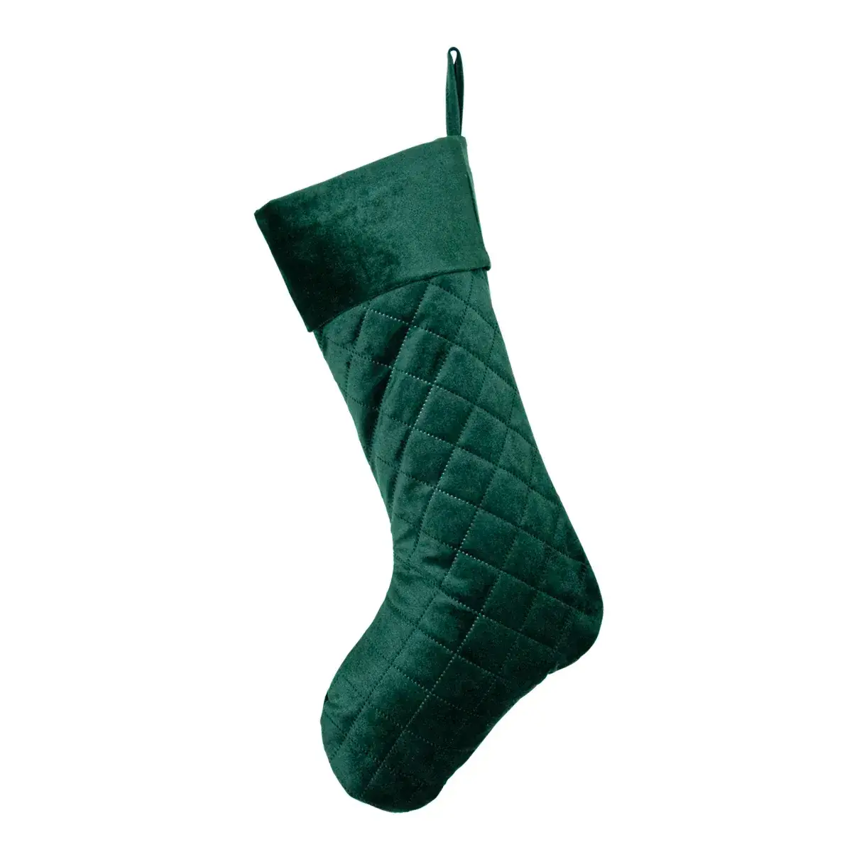 Red Green Quilted Velvet Christmas Stocking 11x20"