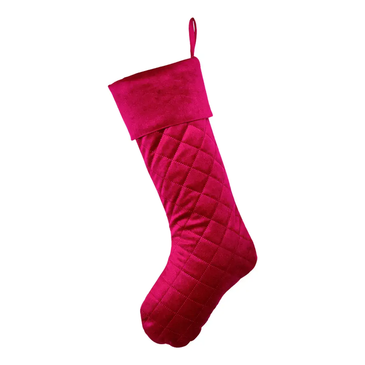 Red Green Quilted Velvet Christmas Stocking 11x20"
