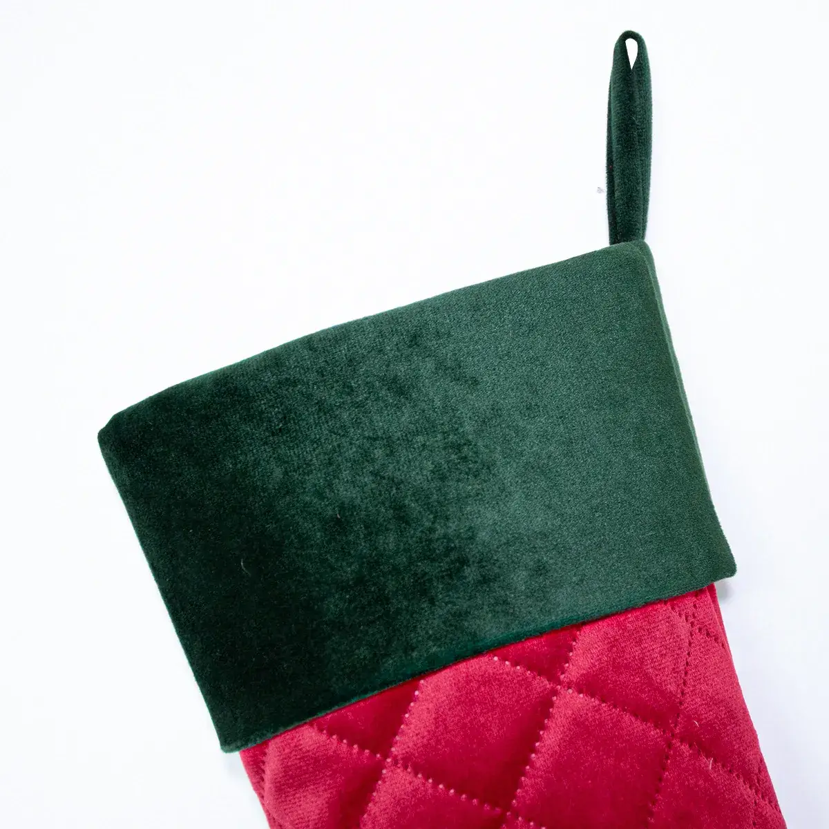 Red Green Quilted Velvet Christmas Stocking 11x20" — feature 11