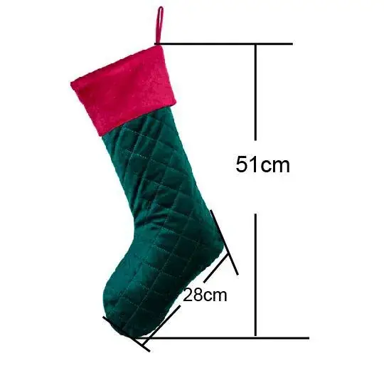 Red Green Quilted Velvet Christmas Stocking 11x20" — feature 17