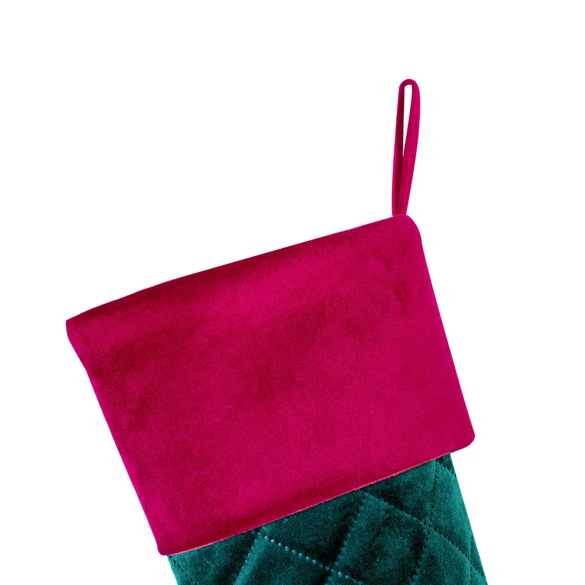 Red Green Quilted Velvet Christmas Stocking 11x20" — feature 19