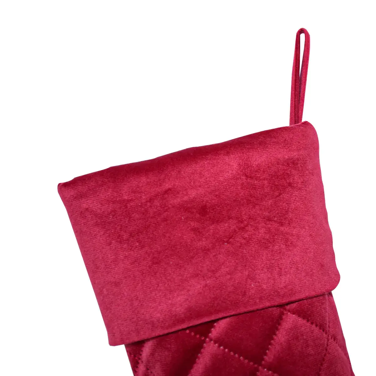 Red Green Quilted Velvet Christmas Stocking 11x20" — feature 5
