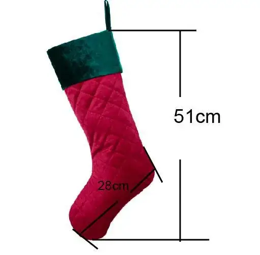 Red Green Quilted Velvet Christmas Stocking 11x20" — feature 8
