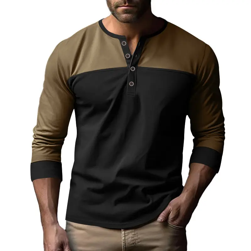 Men's 2025 Cross-Border Long Sleeve T-Shirt Brown Green — feature 13