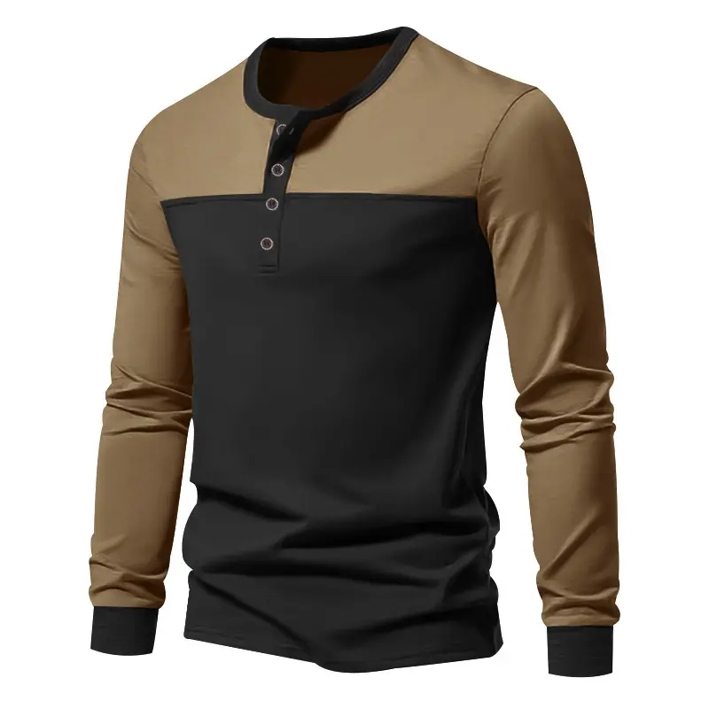 Men's 2025 Cross-Border Long Sleeve T-Shirt Brown Green — feature 15