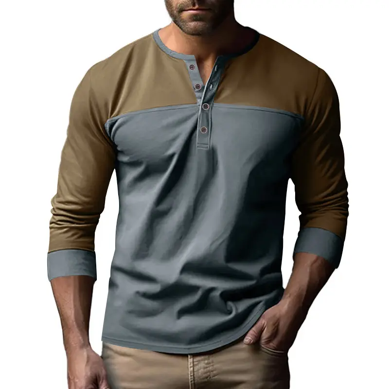 Men's 2025 Cross-Border Long Sleeve T-Shirt Brown Green — feature 21